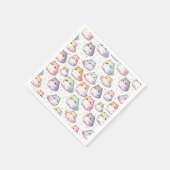 ぽっちゃりした漫画キャットコレクションとハート スタンダードカクテルナプキン (角)