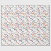 ぽっちゃりした漫画キャットコレクションとハート ラッピングペーパー (フラット)