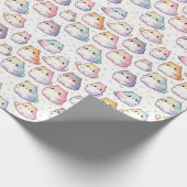 ぽっちゃりした漫画キャットコレクションとハート ラッピングペーパー (角)