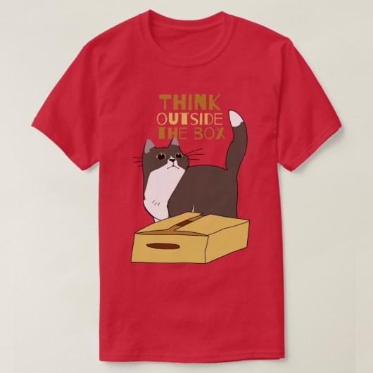 ぽっちゃりした猫と箱 Tシャツ (デザイン正面)