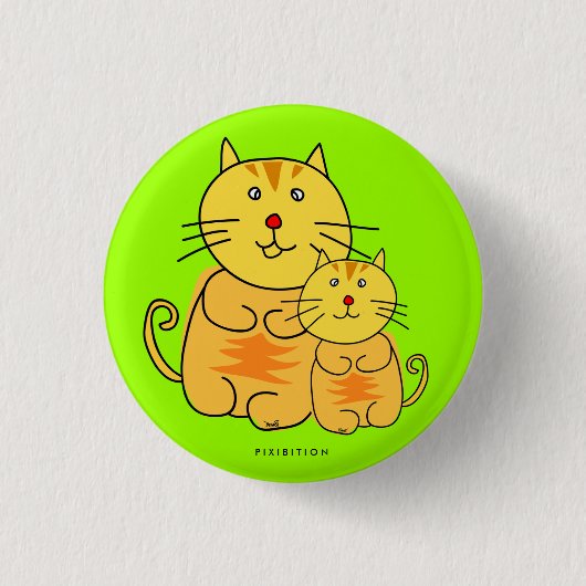 ぽっちゃりした猫ボタン 缶バッジ (正面)
