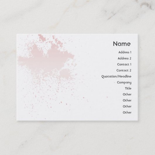 ぽっちゃりした白い（ばちゃばちゃ）跳ねるのピンク- 名刺 (正面)