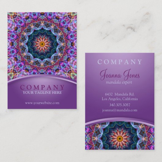 ぽっちゃりした紫色のはす曼荼羅 名刺 (正面/裏面)