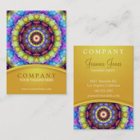 ぽっちゃりした虹のガラス曼荼羅- 名刺 (正面/裏面)