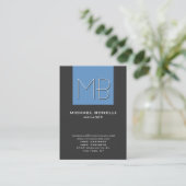 ぽっちゃりした青いグレーのシックなモノグラム名刺 名刺 (スタンド正面)
