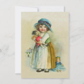 ぽっちゃりした頬ヴィンテージ誕生日女の子人形タン 招待状 (裏面)