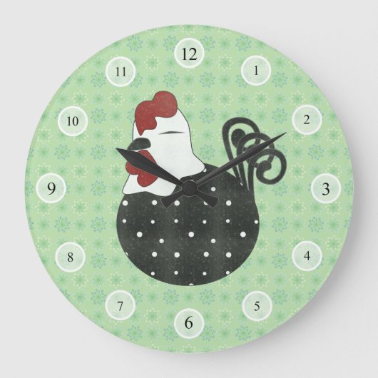 ぽっちゃりした鶏 ラージ壁時計 (正面)