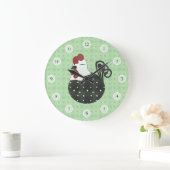 ぽっちゃりした鶏 ラージ壁時計 (ホーム)