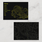 ぽっちゃりした黒い花柄- 名刺 (正面/裏面)