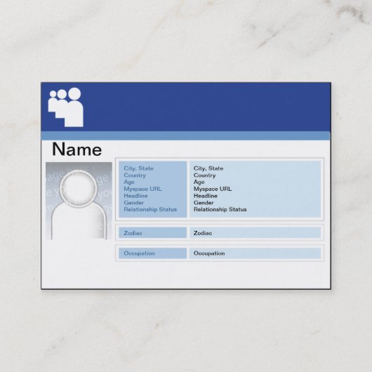 ぽっちゃりしたMyspaceの暗闇- 名刺 (正面)