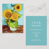 ぽっちゃりしているゴッホ著3つのヒマワリ 名刺 (正面/裏面)