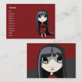 ぽっちゃりしている暗い女の子- 名刺 (正面/裏面)