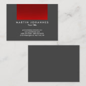 ぽっちゃりグレー赤ストライププロフェッショナル名刺 名刺 (正面/裏面)