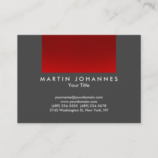 ぽっちゃりグレー赤ストライププロフェッショナル名刺 名刺 (正面)