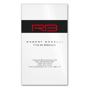 ぽっちゃりモノグラムホワイトダークグレーレッドビジネスカード マグネット名刺