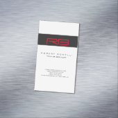 ぽっちゃりモノグラムホワイトダークグレーレッドビジネスカード マグネット名刺 (インサイチュ)