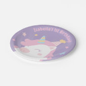 ぽっちゃりユニコーンガールファースト誕生日パーティープレート ペーパープレート (アングル)
