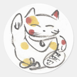 ぽっちゃり招き猫ステッカー ラウンドシール