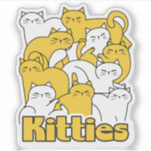 ぽっちゃり猫ちゃんデザイン – かわいい猫アート シール (正面)