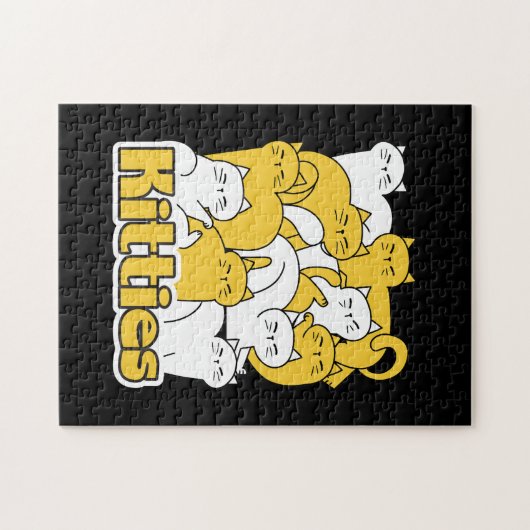 ぽっちゃり猫ちゃんデザイン – かわいい猫アート ジグソーパズル (横)