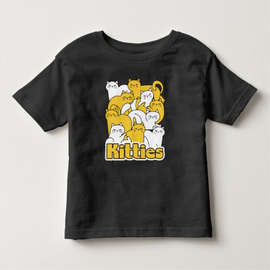 ぽっちゃり猫ちゃんデザイン – かわいい猫アート トドラーTシャツ (正面)