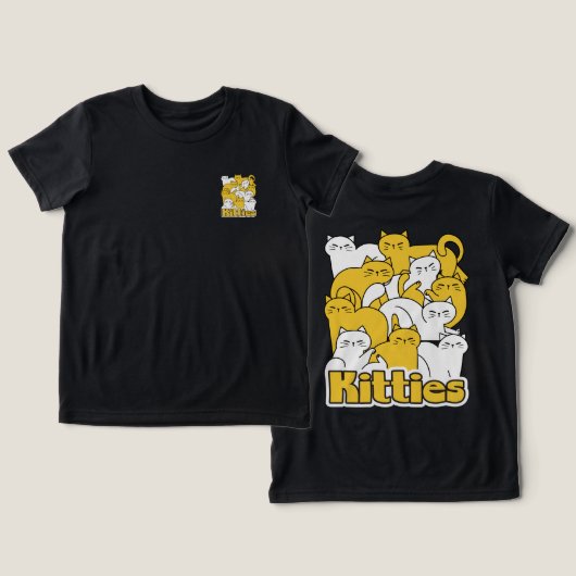 ぽっちゃり猫ちゃんデザイン – かわいい猫アート トライブレンドTシャツ (デザイン正面&裏面)