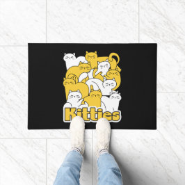 ぽっちゃり猫ちゃんデザイン – かわいい猫アート ドアマット