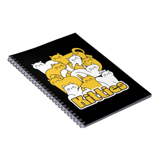 ぽっちゃり猫ちゃんデザイン – かわいい猫アート ノートブック (右側)