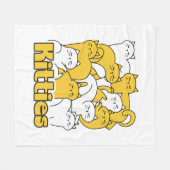 ぽっちゃり猫ちゃんデザイン – かわいい猫アート フリースブランケット (正面(横))