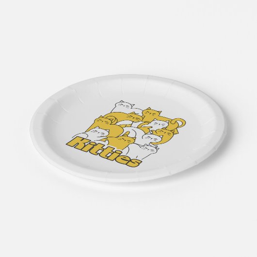 ぽっちゃり猫ちゃんデザイン – かわいい猫アート ペーパープレート (アングル)