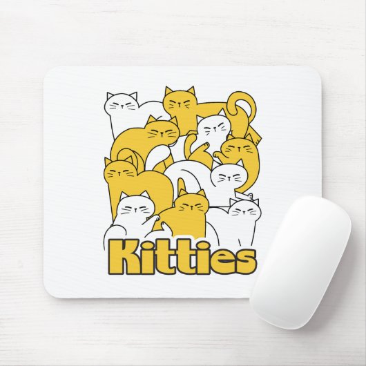 ぽっちゃり猫ちゃんデザイン – かわいい猫アート マウスパッド (マウス)