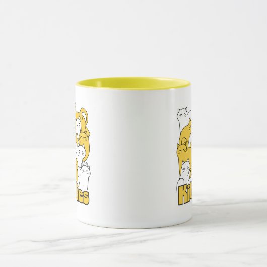 ぽっちゃり猫ちゃんデザイン – かわいい猫アート マグカップ (中央)