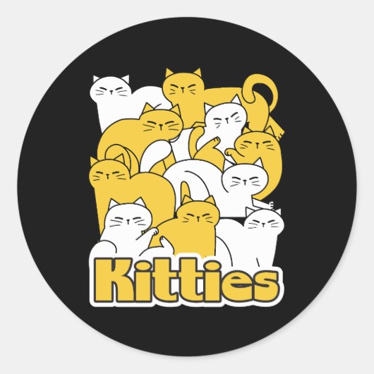 ぽっちゃり猫ちゃんデザイン – かわいい猫アート ラウンドシール (正面)