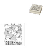 ぽっちゃり猫ちゃんデザイン – かわいい猫アート ラバースタンプ (押印)