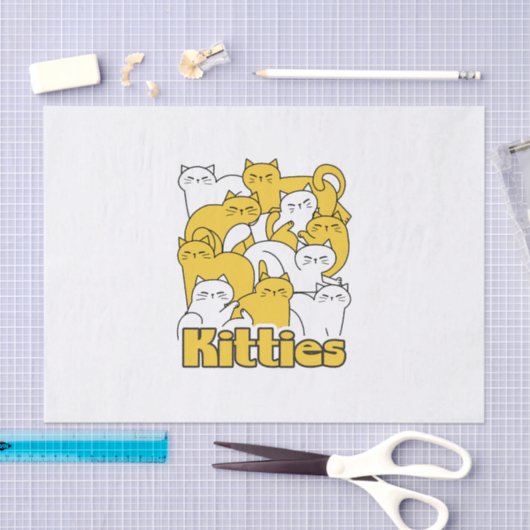 ぽっちゃり猫ちゃんデザイン – かわいい猫アート 薄葉紙 (クラフト)