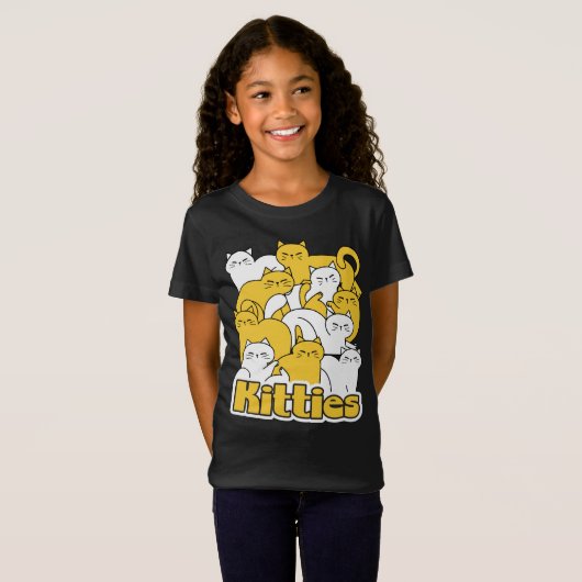 ぽっちゃり猫ちゃんデザイン – かわいい猫アート Tシャツ (正面フル)