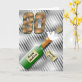 ぽんと鳴るシャンペンのボトルの第80バースデー・カード カード (黄色い花)