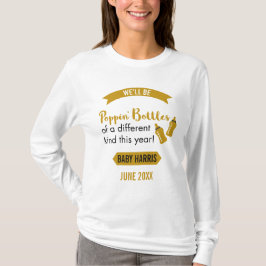 ぽんと鳴るボトルの明けましておめでとうのベビーの発表 Tシャツ