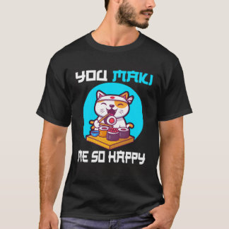 「まきで幸せだニャン」日本の猫 Tシャツ