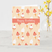 まきれ模様のかわいいアイスクリームのコーン カード (黄色い花)