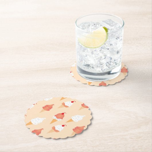 まき模様の可愛いアイスクリームコーン ペーパーコースター (インサイチュ)