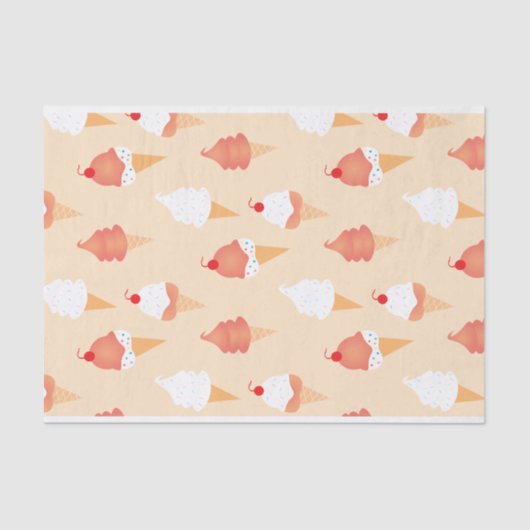 まき模様の可愛いアイスクリームコーン 薄葉紙 (正面)