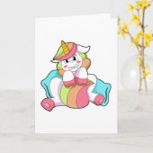 まくらが恥ずかしがり屋のユニコーン カード (黄色い花)