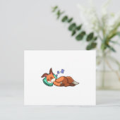 まくらで寝るキツネ ポストカード (スタンド正面)