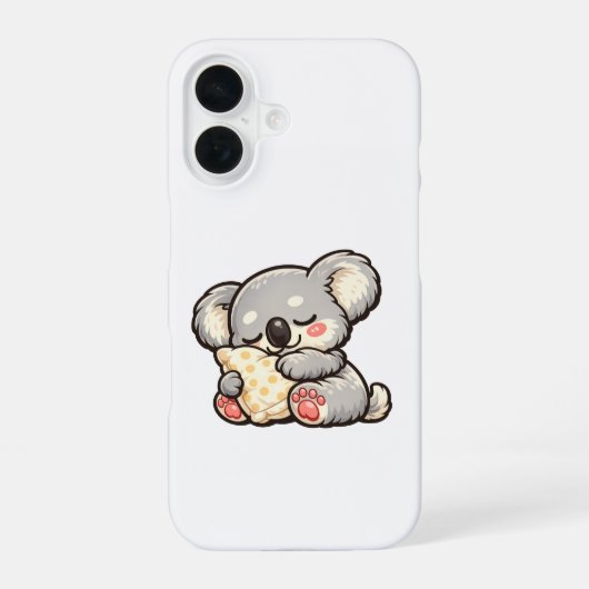 まくらで眠るかわいいコアラ iPhone 16ケース (裏面)