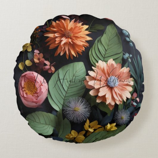 まくらのまくらの山花ハート ラウンドクッション (正面)