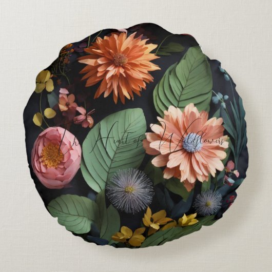 まくらのまくらの山花ハート ラウンドクッション (裏面)