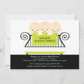 まぐさ桶のベビーシャワーの招待状のライムのシックな三重項 招待状 (正面)