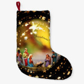 まぐさ桶の星明かりのクリスマスの出生場面イエス・キリスト スモールクリスマスストッキング (正面)