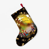 まぐさ桶の星明かりのクリスマスの出生場面イエス・キリスト スモールクリスマスストッキング (裏面 (吊り時))